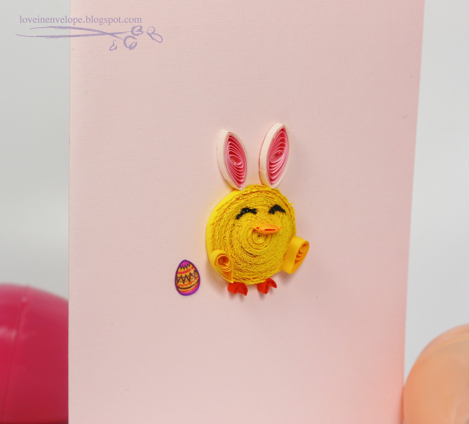 Love in Envelope Easter Card! Quilled Chick with Bunny Ears