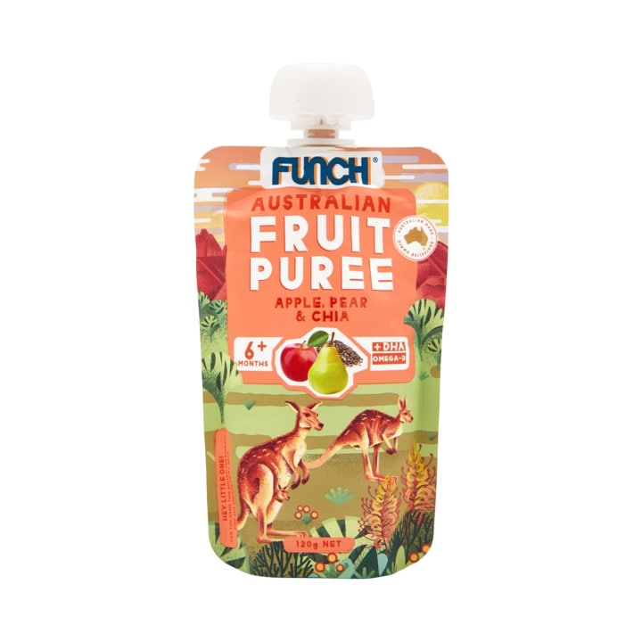 Trái Cây Nghiền Ăn Dặm 100% Nguyên Chất Funch Úc vị Táo, Lê, Hạt Chia 120g