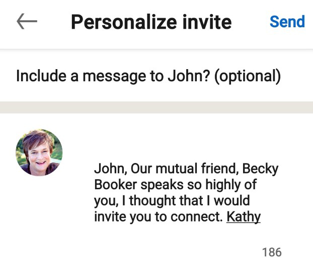 LinkedIn mobile customizing invitations