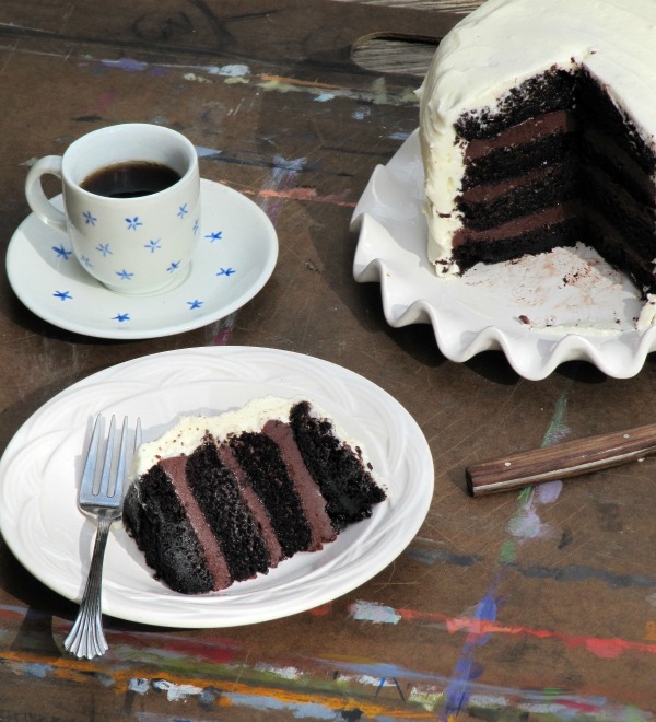 Once Upon A Chocolate Life Chocolate Cake with Fudge Filling and White Buttercream