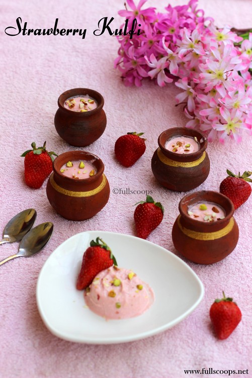 Strawberry Kulfi Full Scoops A food blog with easy,simple & tasty