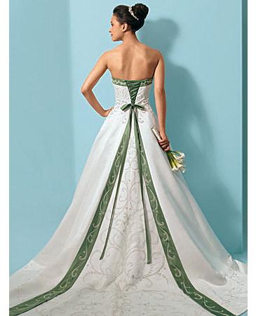 Green and White Wedding Dress