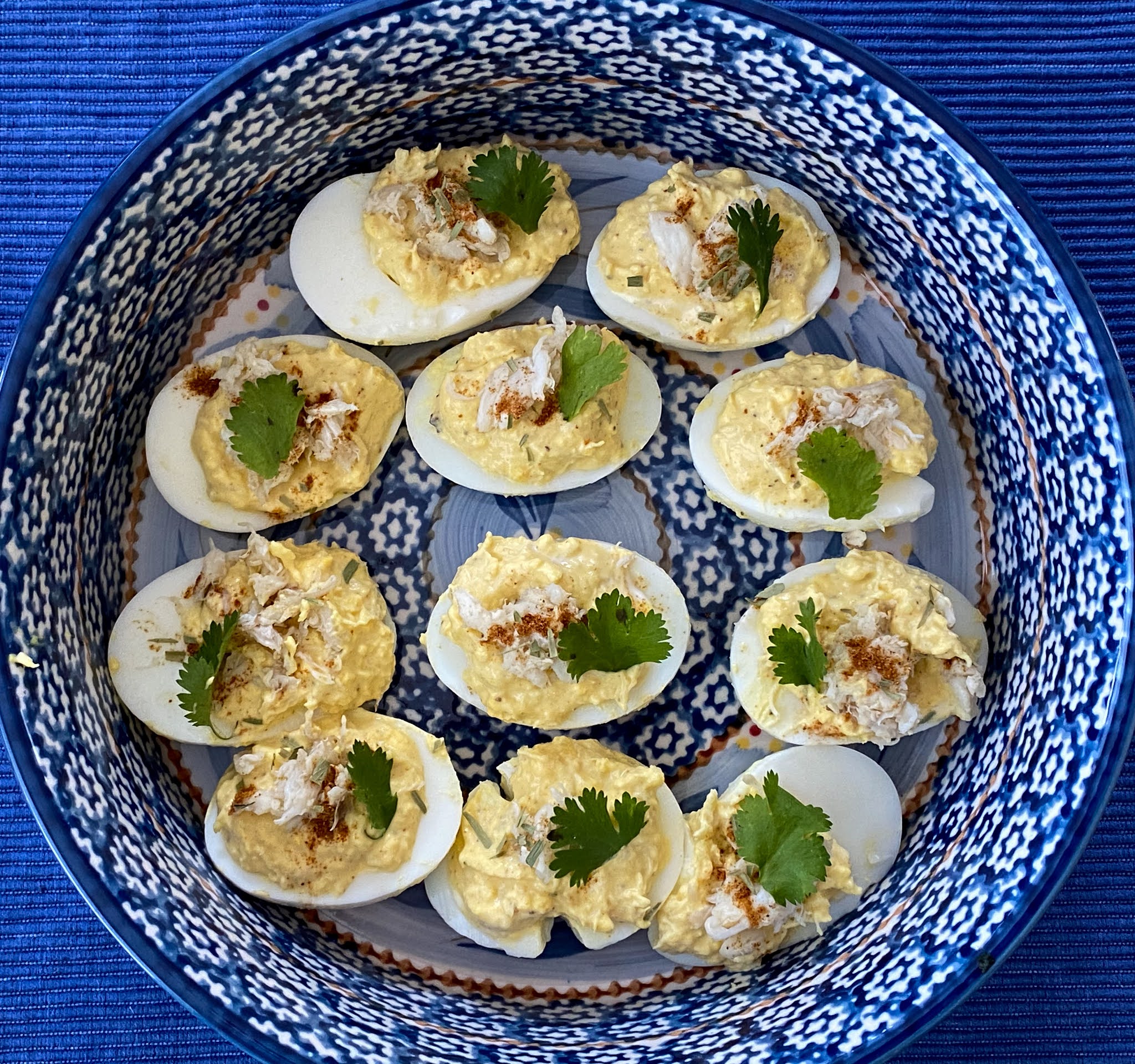 Points In My Life Crab Meat Deviled Eggs with Old Bay and Tarragon