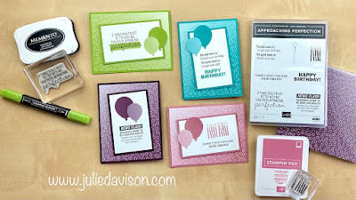 Stampin' Up! Sale-a-Bration Approaching Perfect Ombre Birthday Cards + VIDEO tutorial ~ www.juliedavison.com #simplestamping #stampinup #saleabration #sab2021