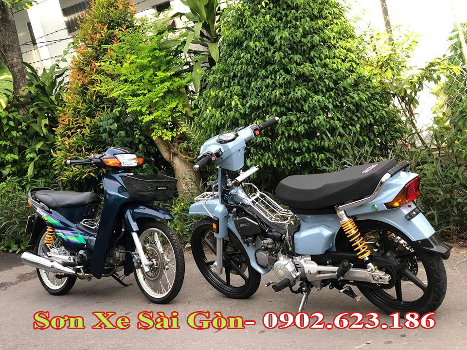 Sơn xe Honda Dream màu xanh xi măng cực đẹp - Sơn Xe Sài Gòn