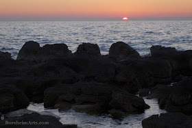 Setting Sun Adriatic Sea Umag Croatia red sunset