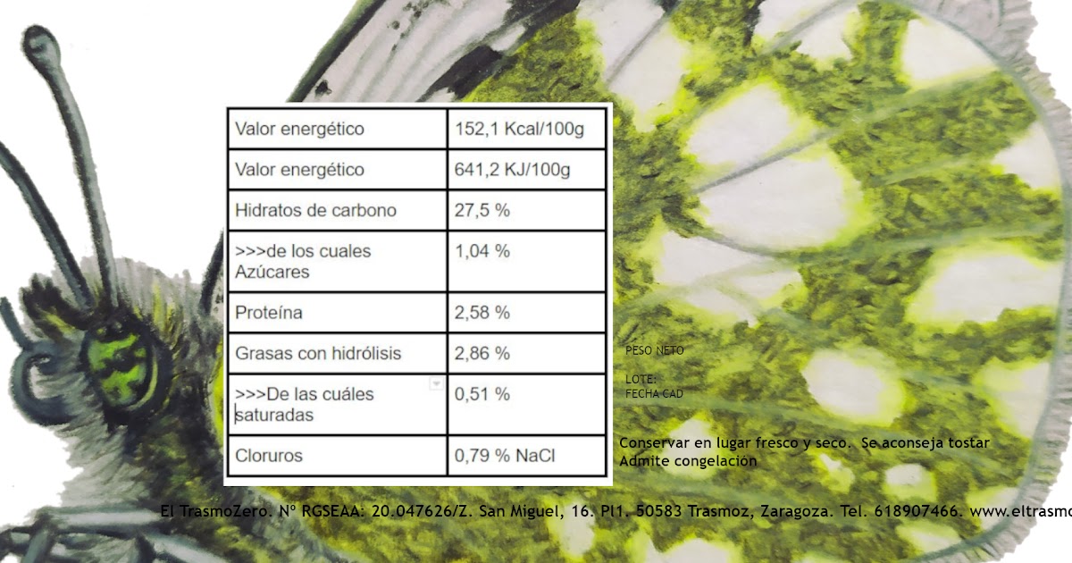 Valores nutricionales del pan E. Zegris y certificación apta para