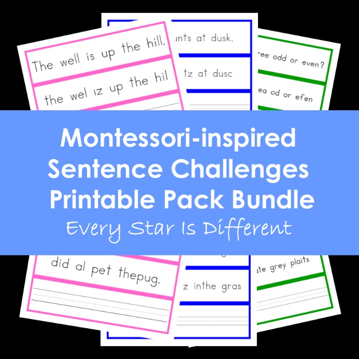 Montessori-inspired Sentence Challenges Bundle