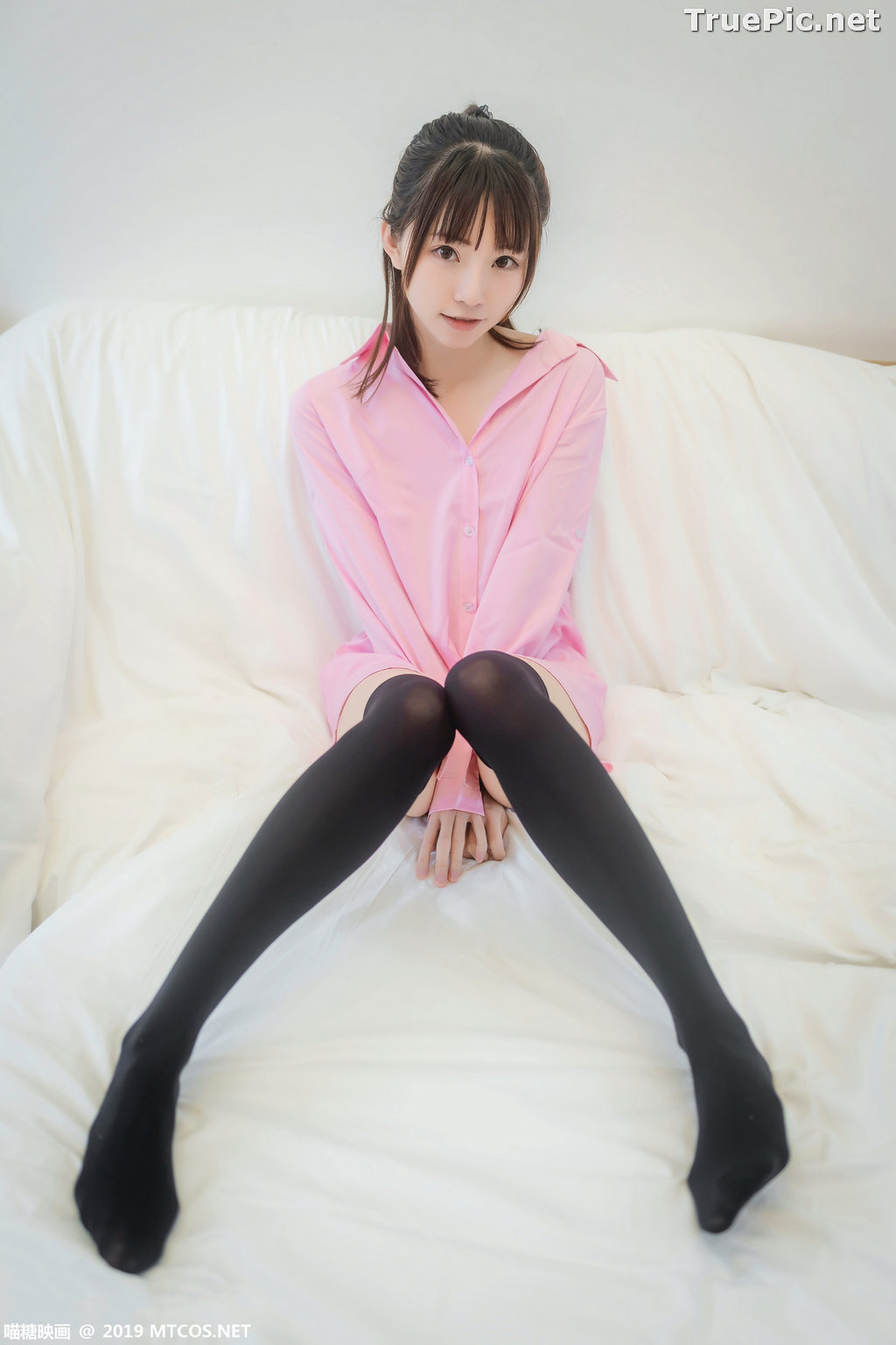 Image [MTCos] 喵糖映画 Vol.022 – Chinese Model – Pink Shirt and Black Stockings - TruePic.net - Picture-19