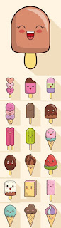 Imágenes Kawaii Tiernas Hermosas Amor Comida para dibujar copiar y colorear helados