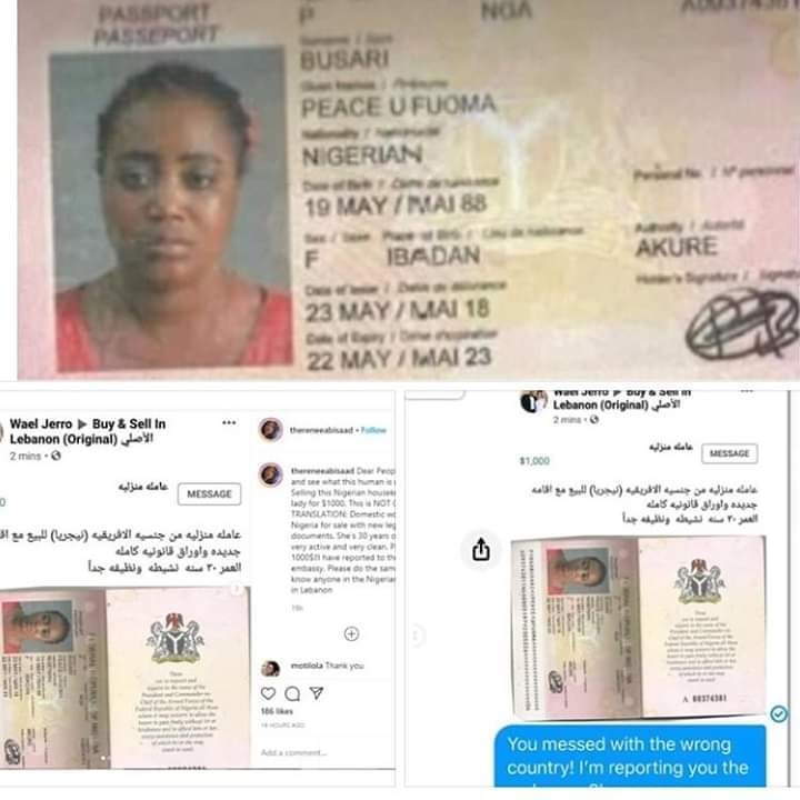 Shocking! Lebanese Advertises A Nigerian Woman For Sale The Biafra Post