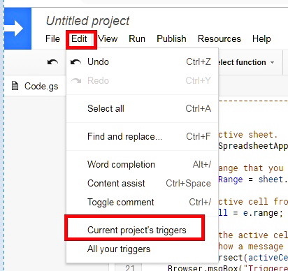 Current Project Triggers Current Project Triggers