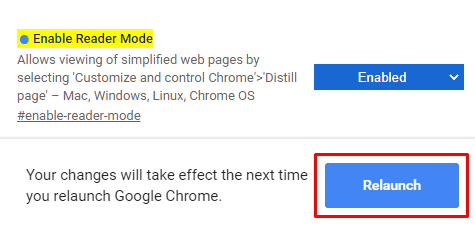 フラグを使用してChromeのリーダーモードを有効または無効にします