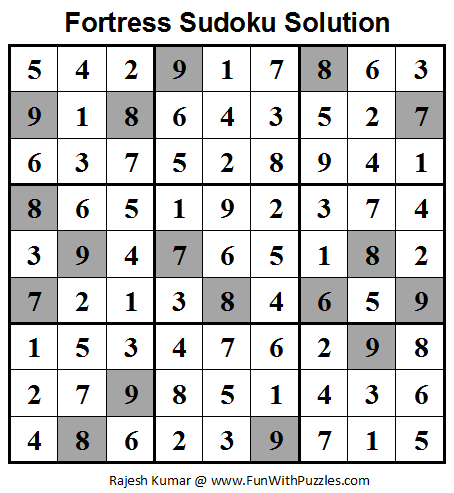 Fortress Sudoku (Daily Sudoku League #67) Solution