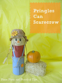 Scarecrow made from a chip can 