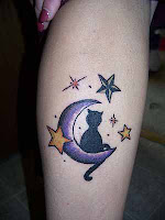 Moon Tattoo Designs, Moon with Stars Tattoo Designs