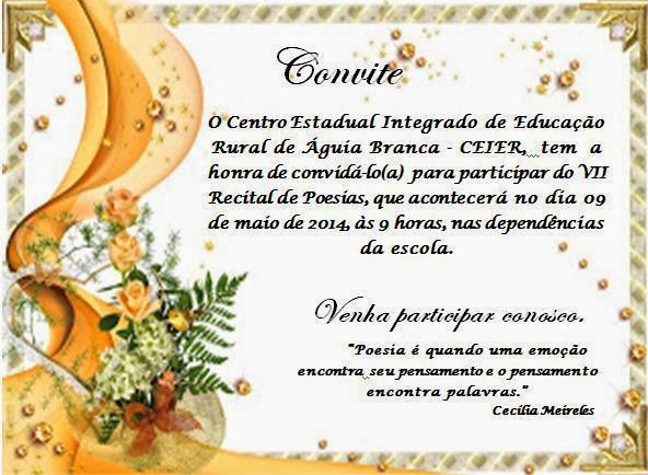 CEIER DE ÁGUIA BRANCA - ES: RECITAL DE POESIAS