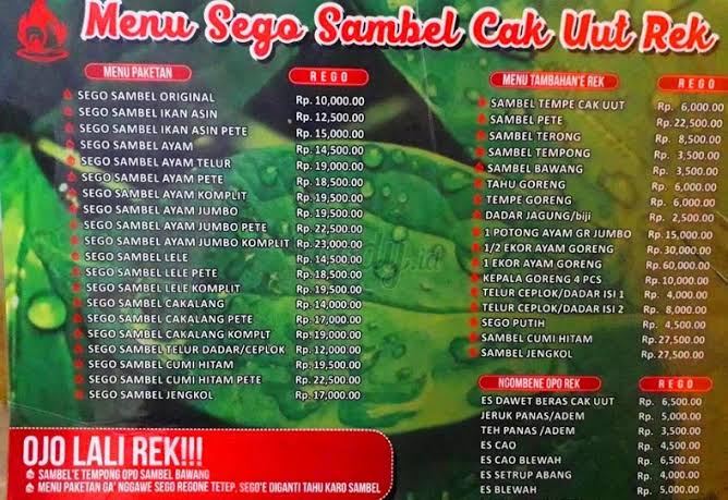 Sego sambel cak uut