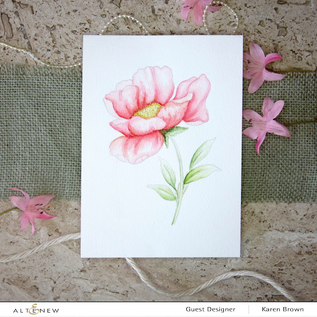 Altenew Watercolor pink poppy