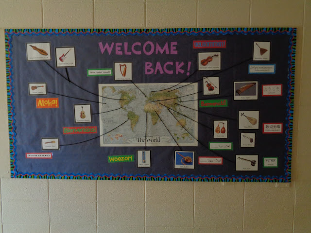 welcome back bulletin board instruments beginning of the year