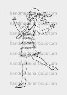 flapper girl digital stamp