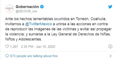 Segob pide a Twitter y Facebook frenar imágenes de tiroteo en Torreón 