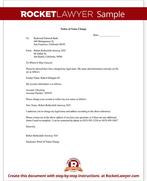 Change Of Name Letter Template Resume Letter