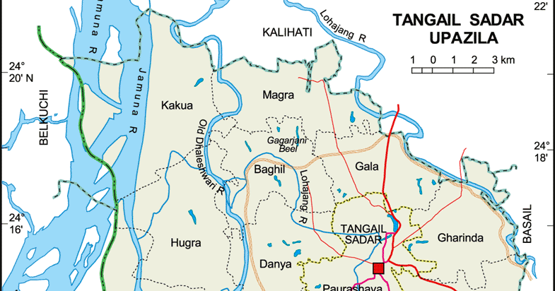 Tangail Sadar Upazila Map Maps Of Bangladesh: Tangail Sadar Upazila