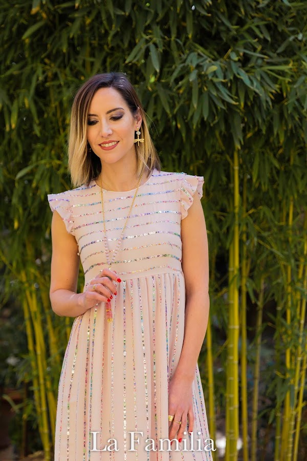 Fitness And Chicness-La Familia Mujer-Vestido Largo Lentejuelas y Chaqueta Vaquera Pedreria-1