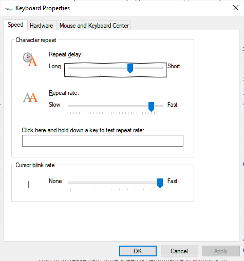 Configuración del teclado de Windows 10