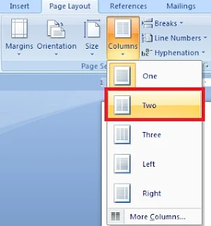 2 Way Create Two Separate Columns in a Word File in Hindi