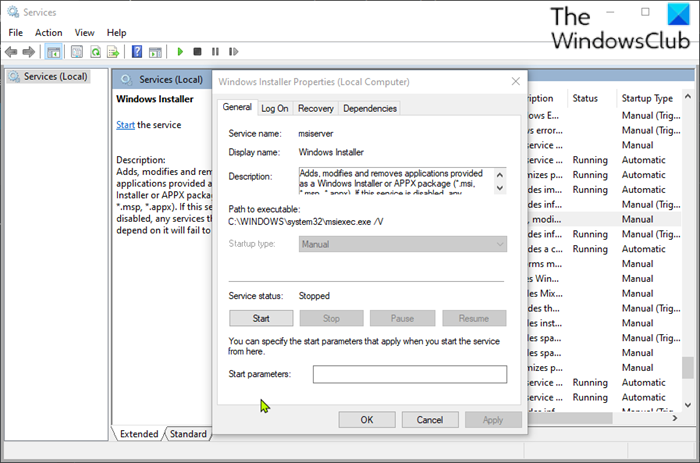 Bật hoặc tắt bảng điều khiển Dịch vụ-Dịch vụ của Windows Installer
