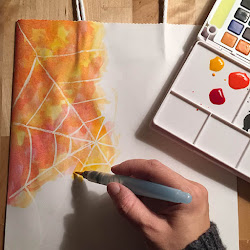 spider web diy paint painting easy trick treat bags watercolor allow dry resist craft