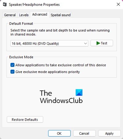 cambia il formato audio del tuo dispositivo