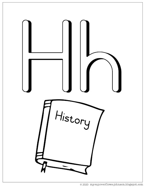 H is for history book coloring page