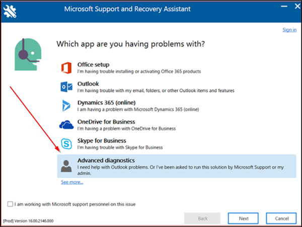 Microsoft Support and Recovery Assistant