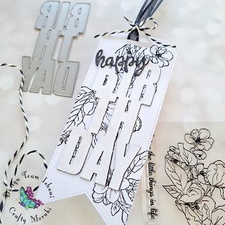 Birthday Tag, Black and white tag, Quick and simple floral tag, Craft meraki Birthday tag, Quillish