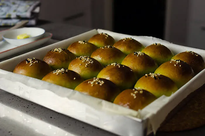Baked Japanese red bean buns