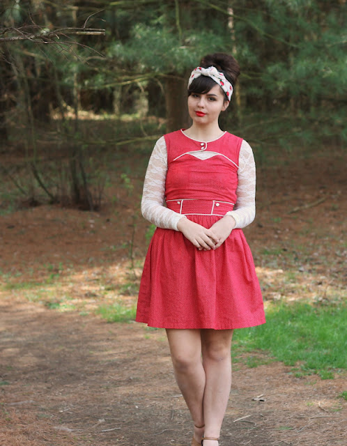 Girl in Red Polka Dot Dress Modcloth 