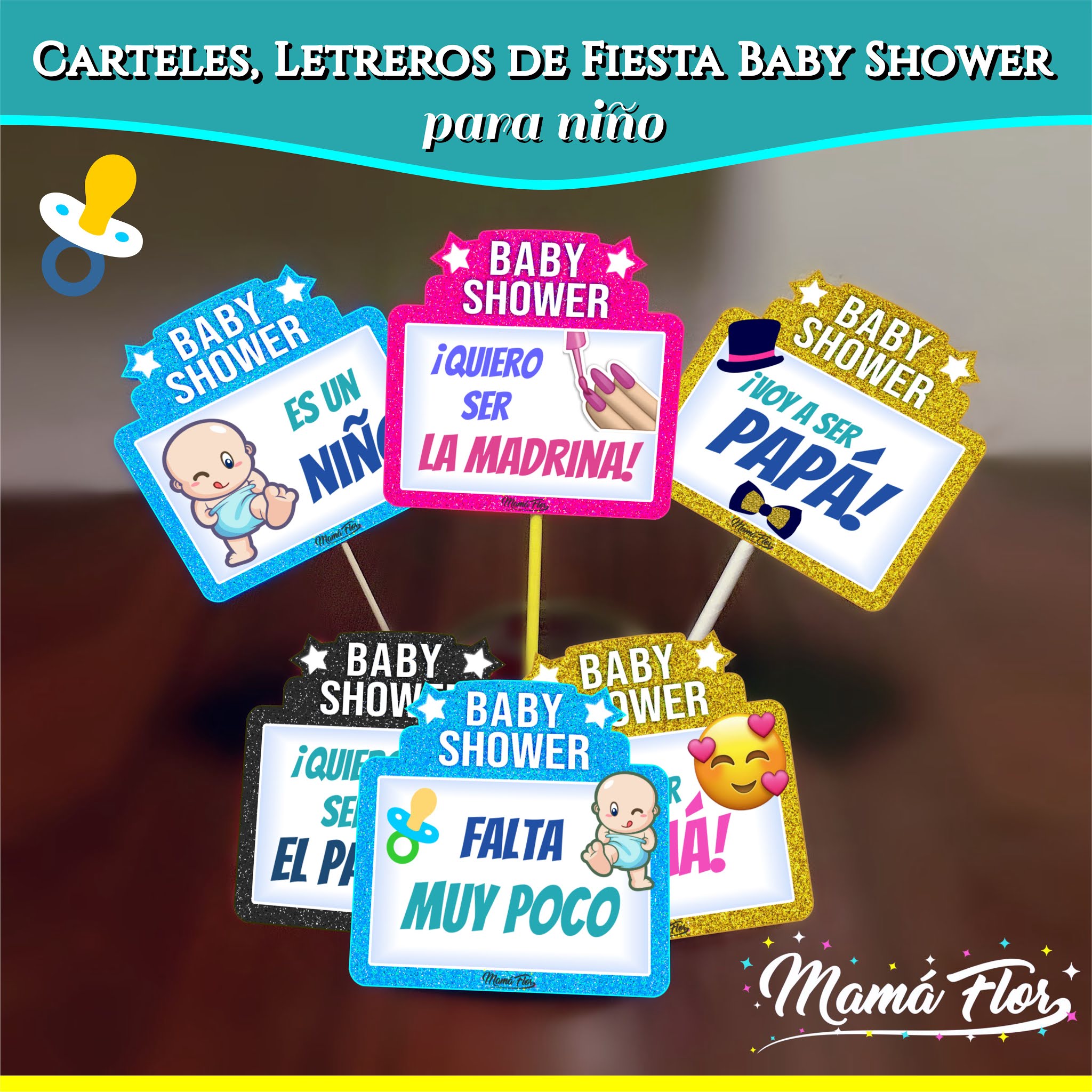 Baby Shower de Niño: Letreros Divertidos para Imprimir - Manualidades  MamaFlor