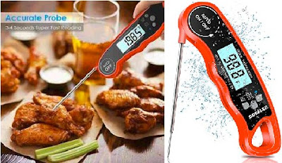 GDealer Cooking Thermometer: Multipurpose Temperature Monitor with Foldable Probe
