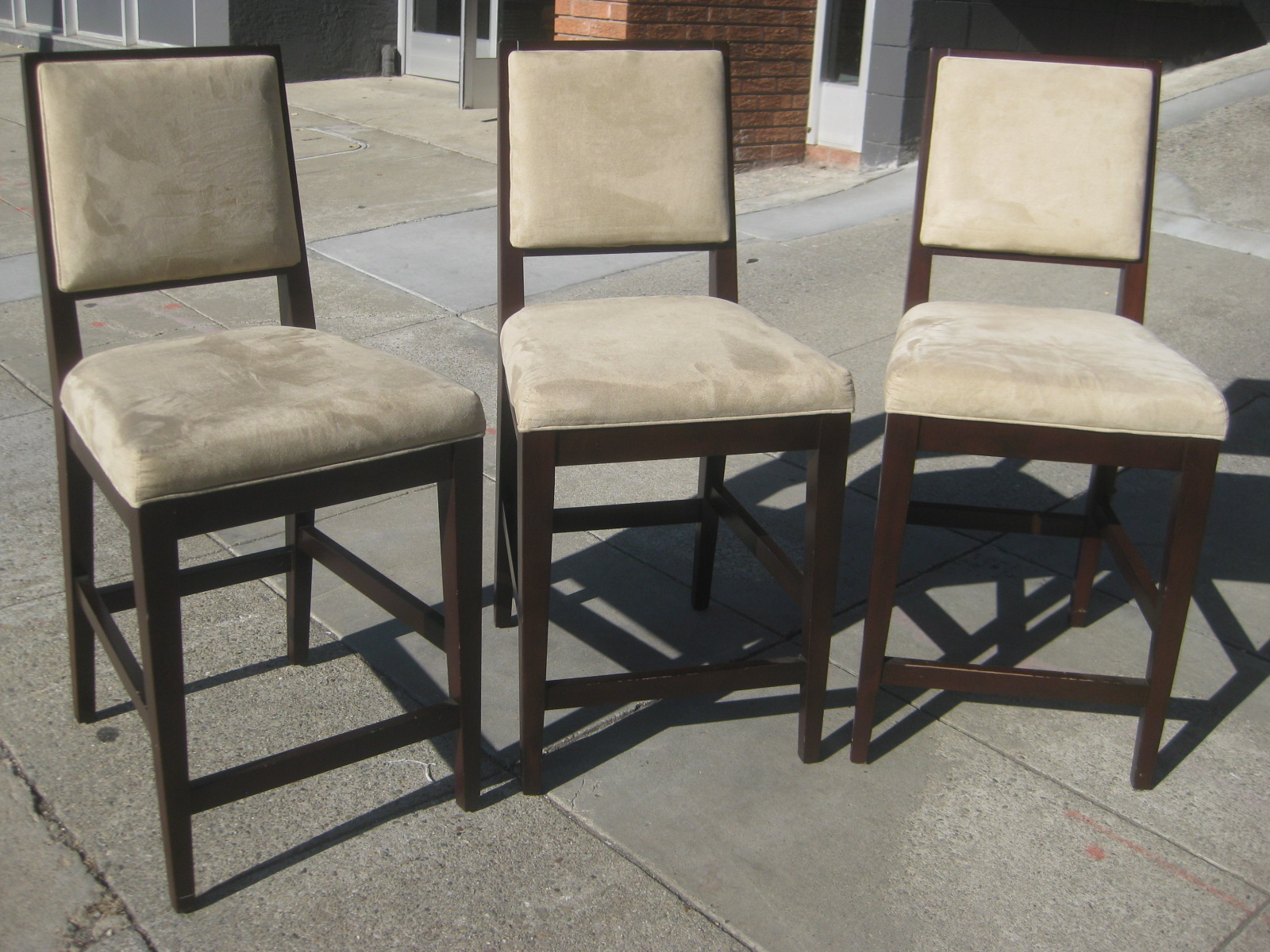 UHURU FURNITURE & COLLECTIBLES: SOLD - Three Stools w/ Microsuede Seats