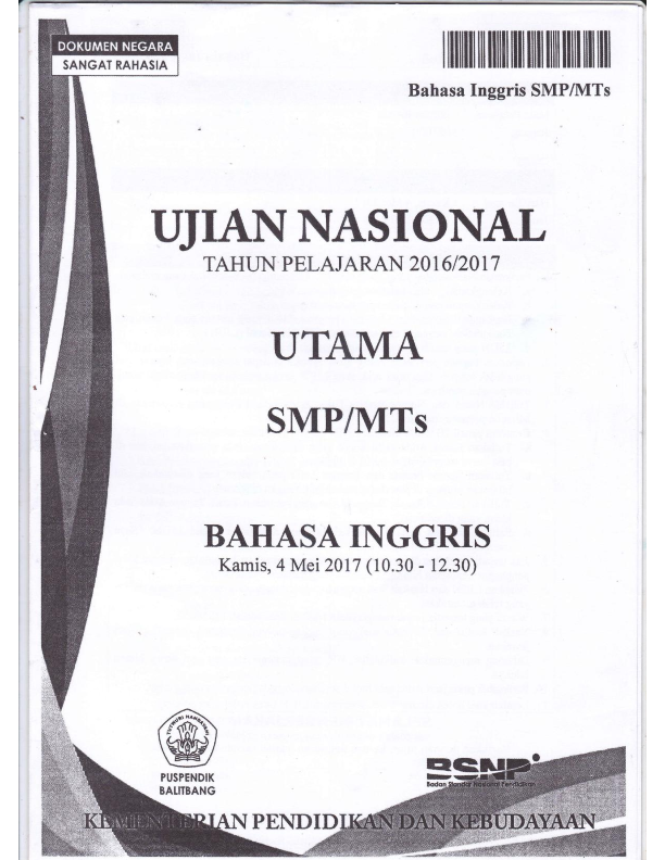 Get Kunci Jawaban Ujian Nasional Bahasa Inggris Smp 2014 Background