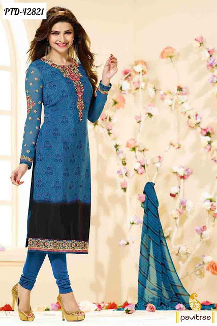 Prachi Desai Special Blue Embroidery Salwar Suits
