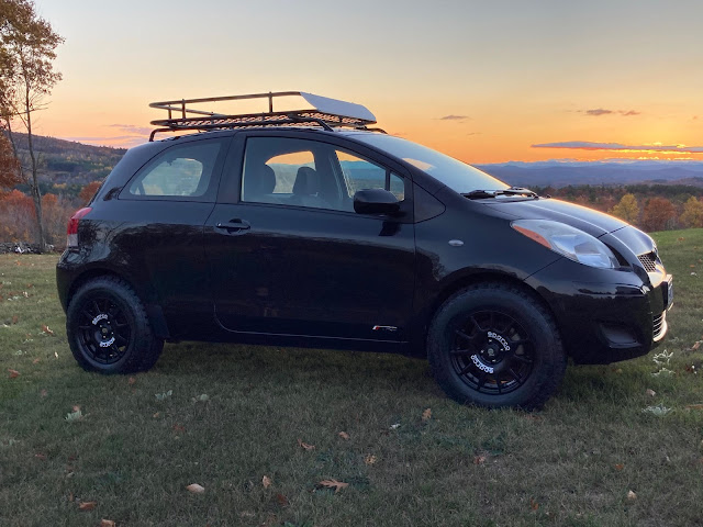 Lifted Toyota Yaris with 205/75R15 General Grabber Tires