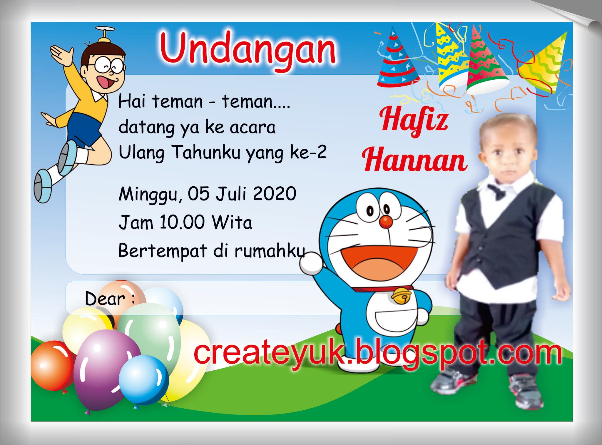 Undangan Ulang Tahun Tema Doraemon ~ Createyuk | Panduan membuat media