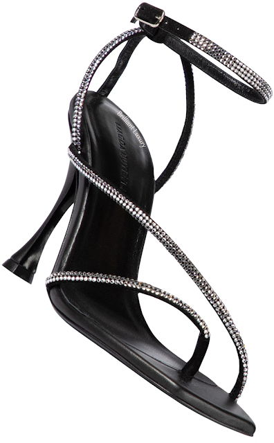 Magda Butrym black party slim leather strap crystal sandals #brilliantluxury Magda Butrym black party slim leather strap crystal sandals #brilliantluxury