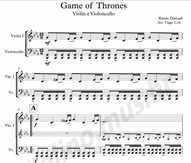 Super Partituras - Game Of Thrones (Main Theme) (Temas), com cifra