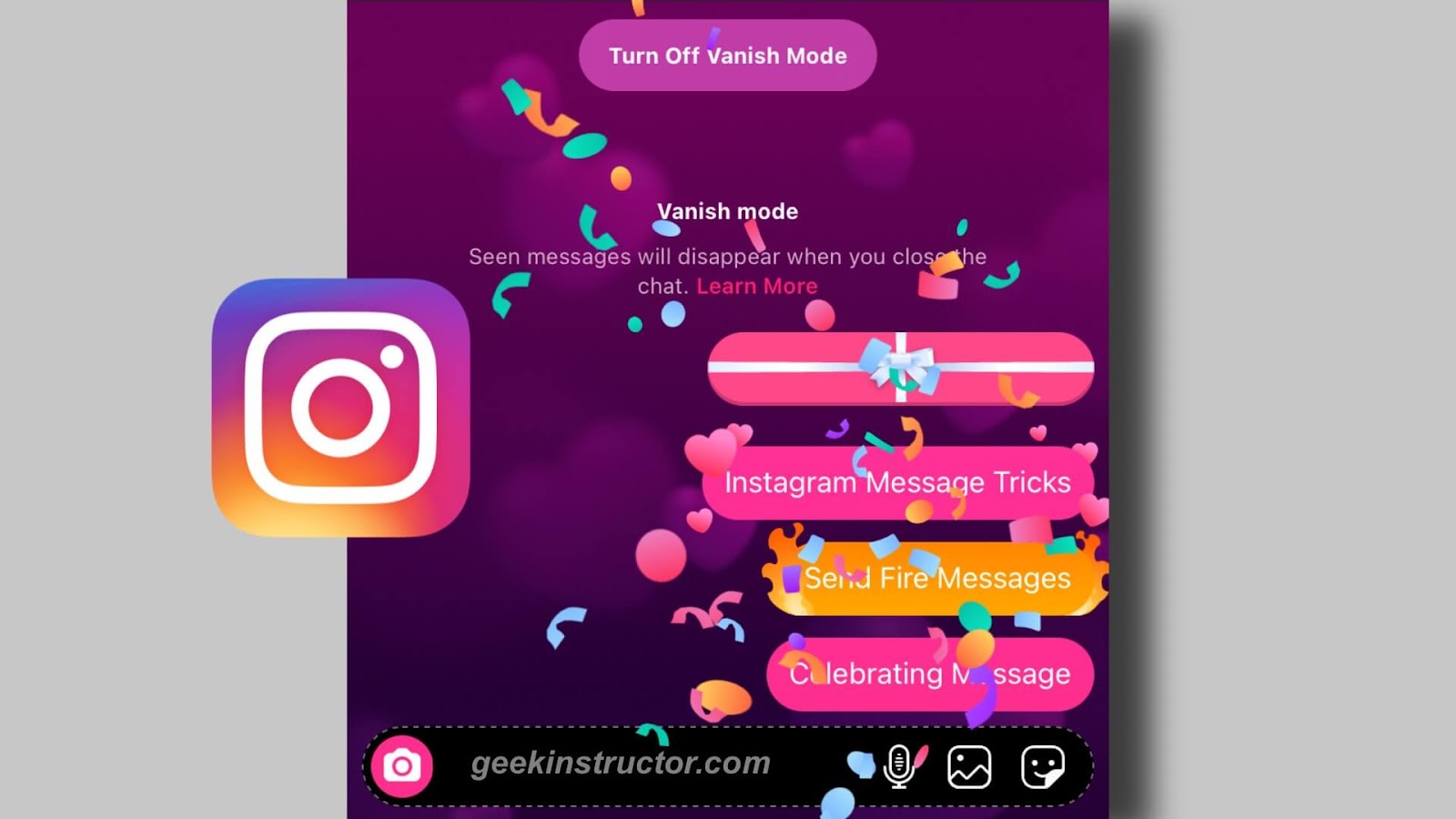 Add special effects on Instagram messages