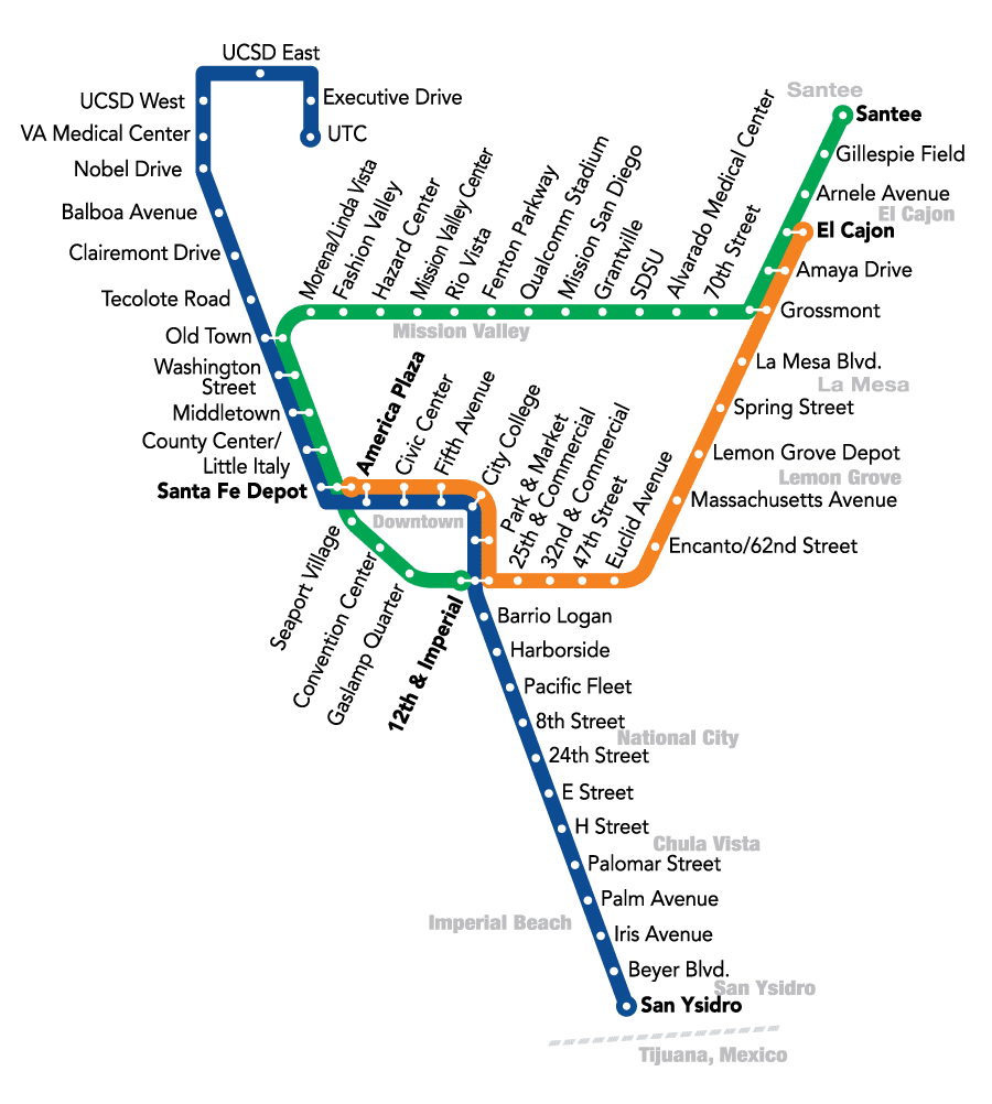 San Diego Blue Line Map